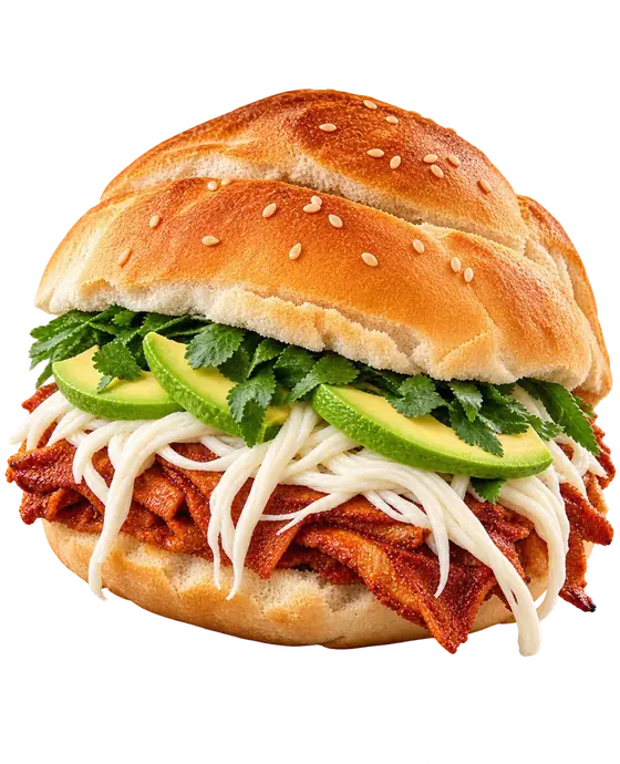 Cemita de carne enchilada